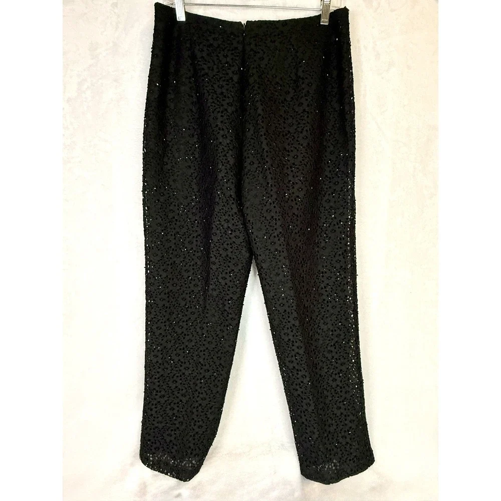 Veronique Young‎ Black Beaded Lace Pants Size 10 Formal Evening Glam